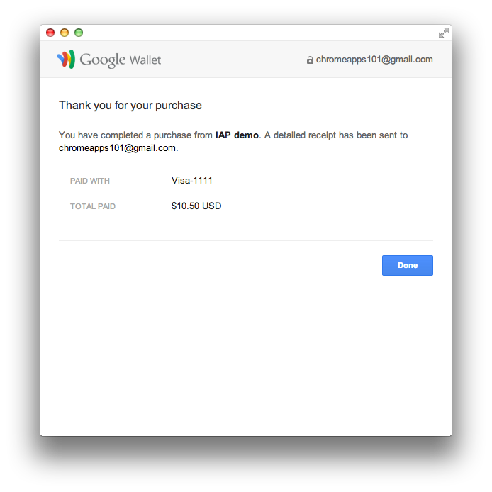 screenshot: Google Wallet confirmation dialog